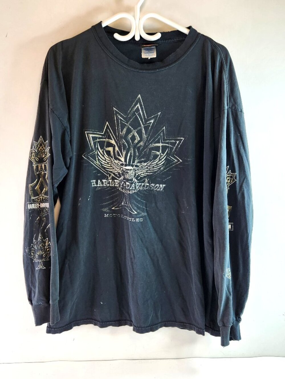 Harley Davidson Long Sleeve Shirt Mens Size XL 2006 Barnes Langley Maple Leaf